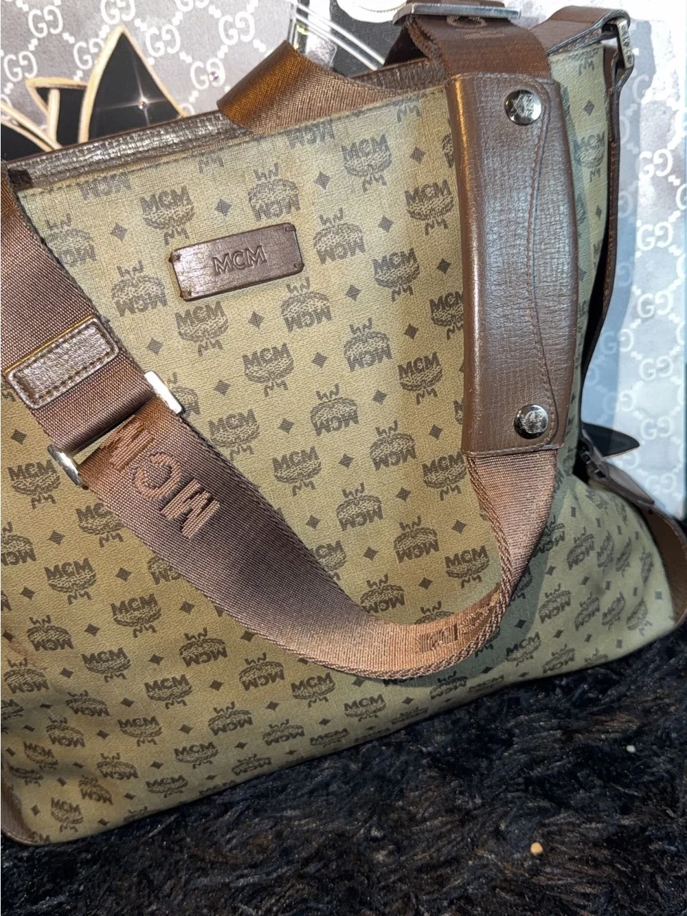MCM Messanger Brown Logo Crossbody Bag